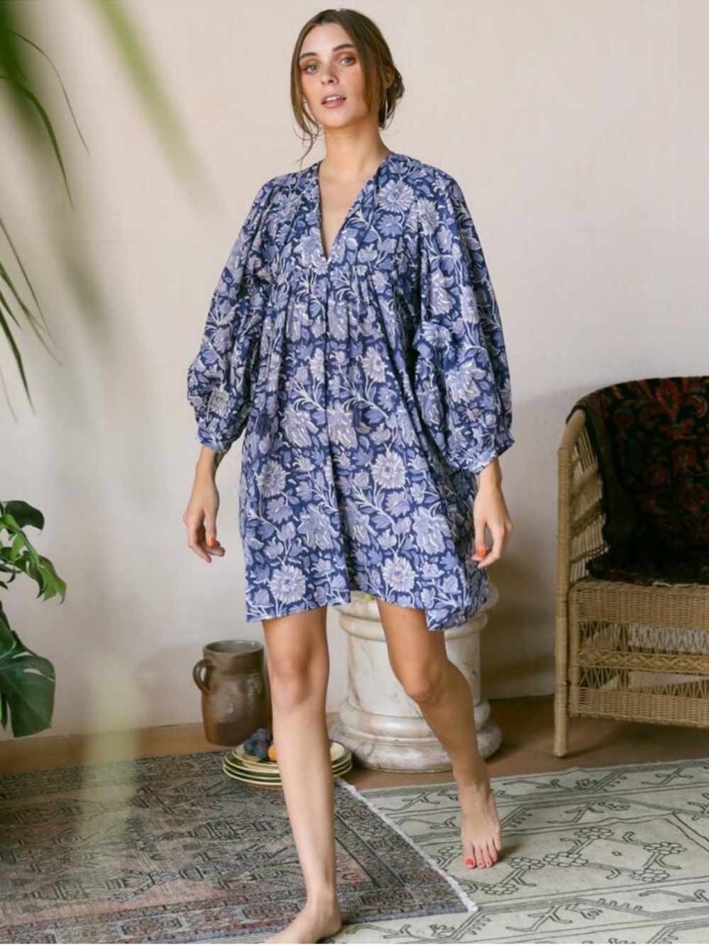 Tuckernuck MILLE Daisy Dress in Provence Floral blue white botanical print XXS